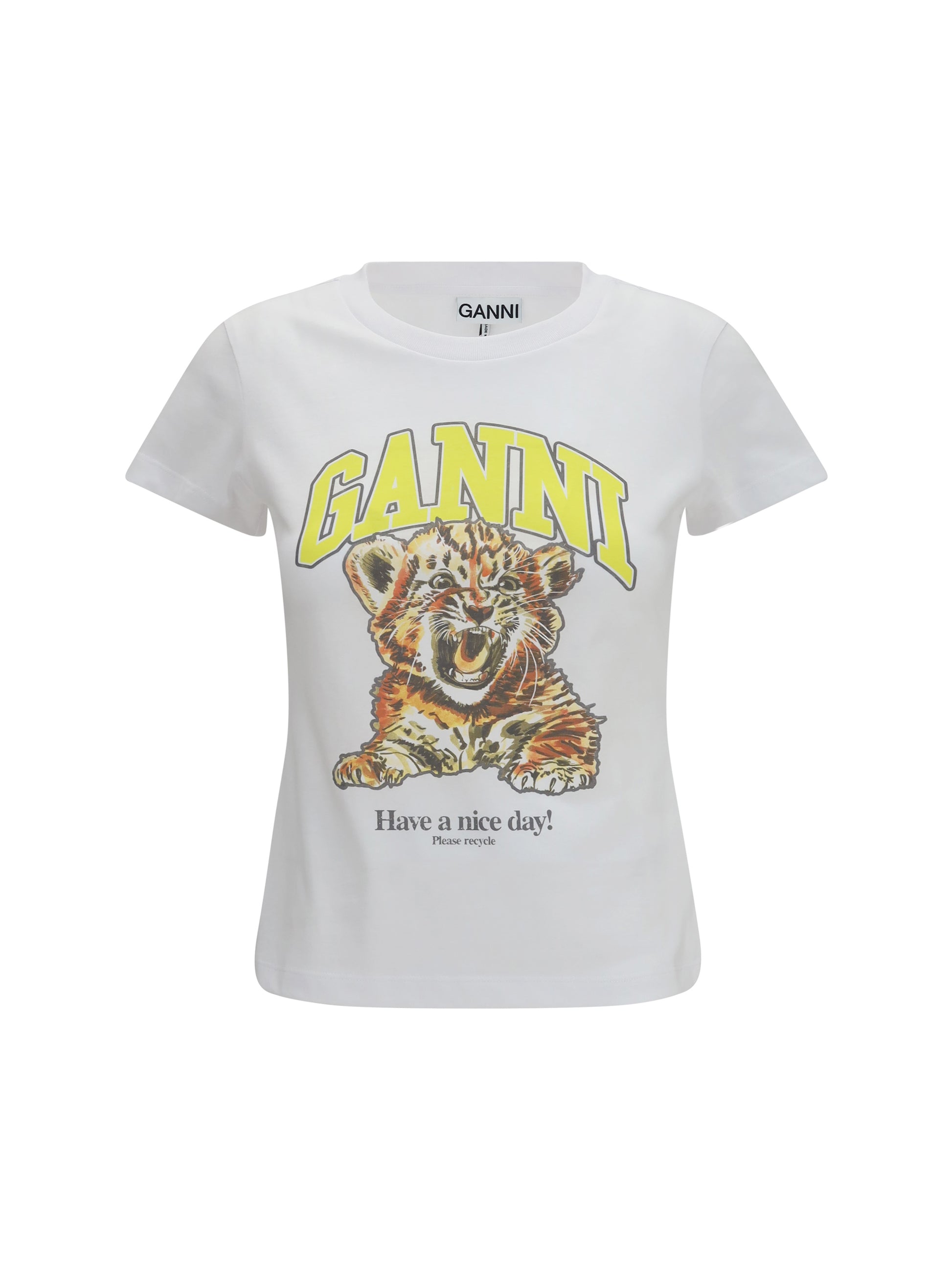 Ganni Women Tiger Cotton T-Shirt GANNI