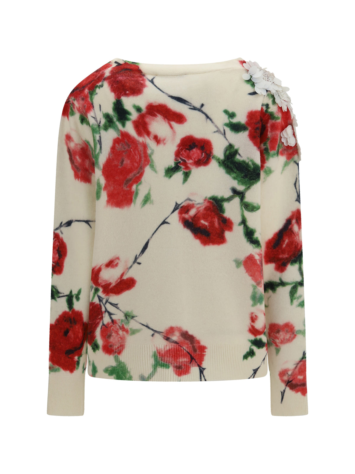 Blumarine Women Wool And Cashmere Sweater With Applied Roses BLUMARINE