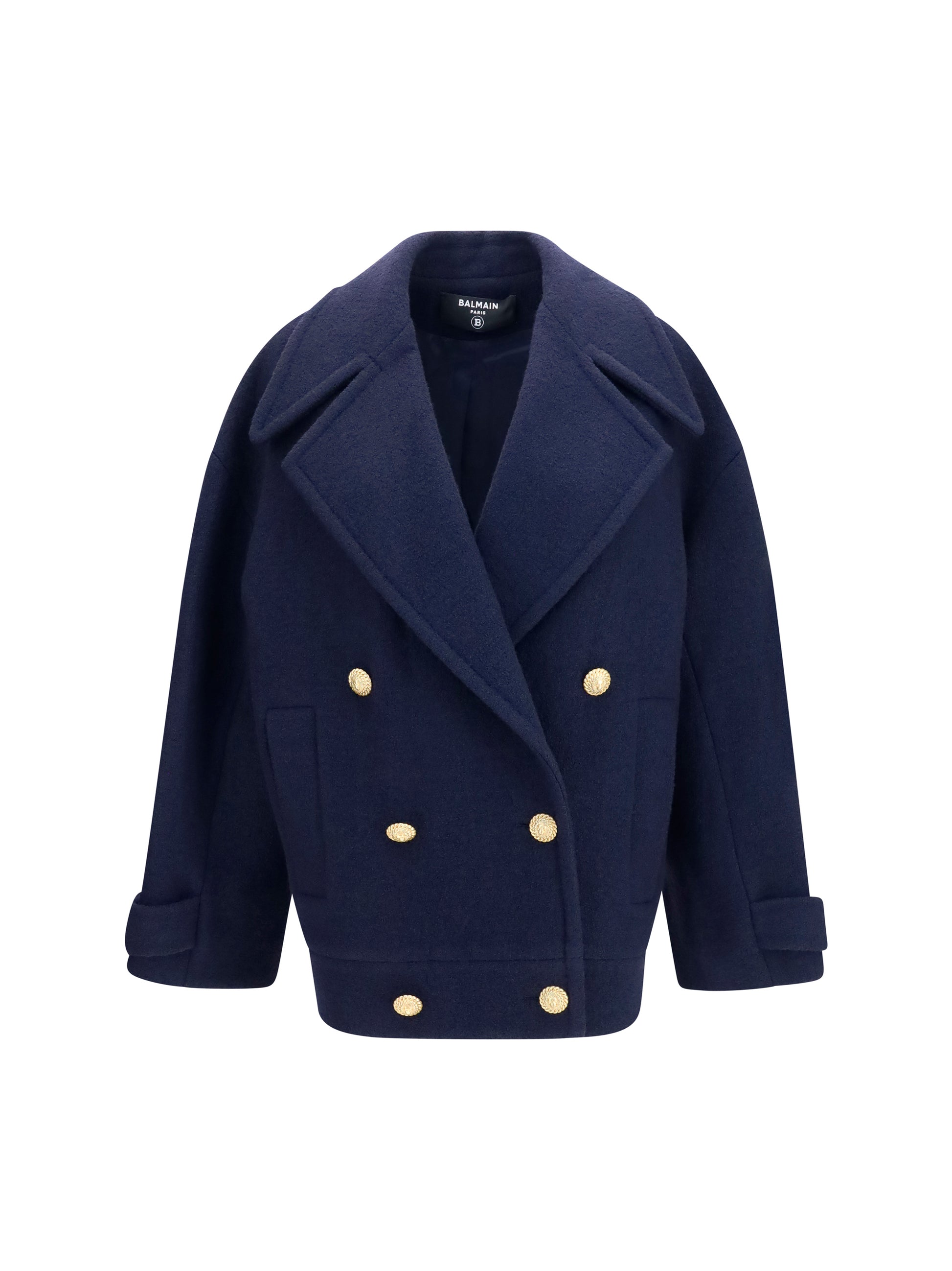 Balmain Women Double-Breasted Wool Coat With Buttons BALMAIN