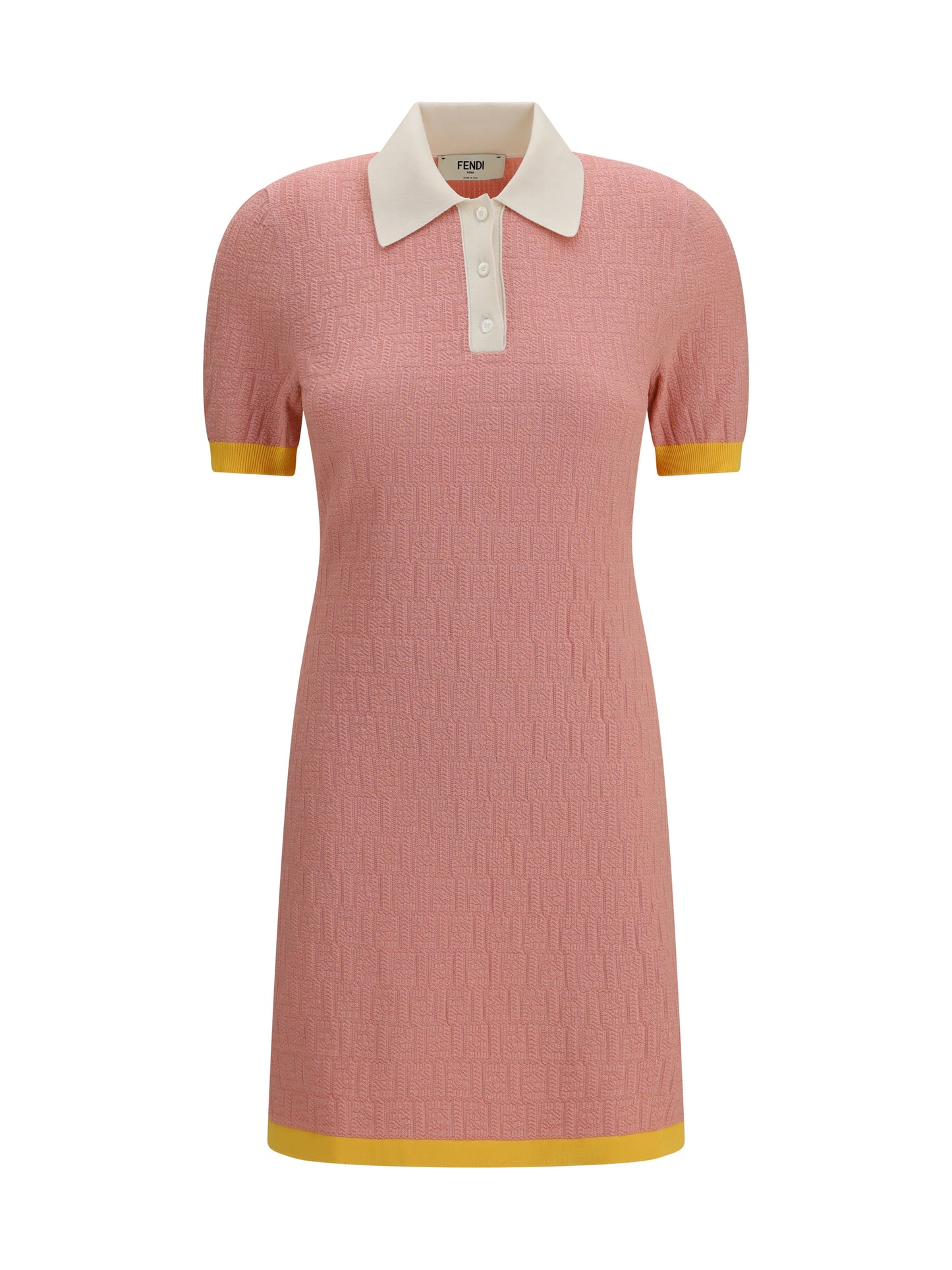 Fendi Women Short Fitted Cotton And Silk Ff Dress FENDI