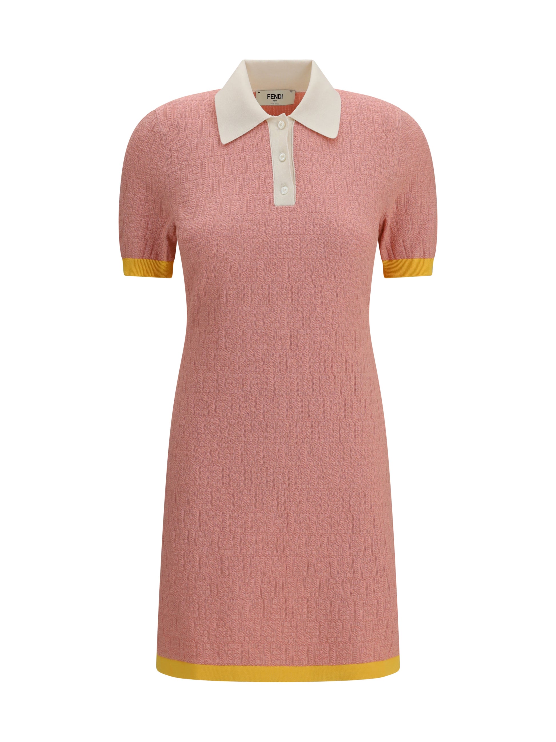 Fendi Women Short Fitted Cotton And Silk Ff Dress FENDI