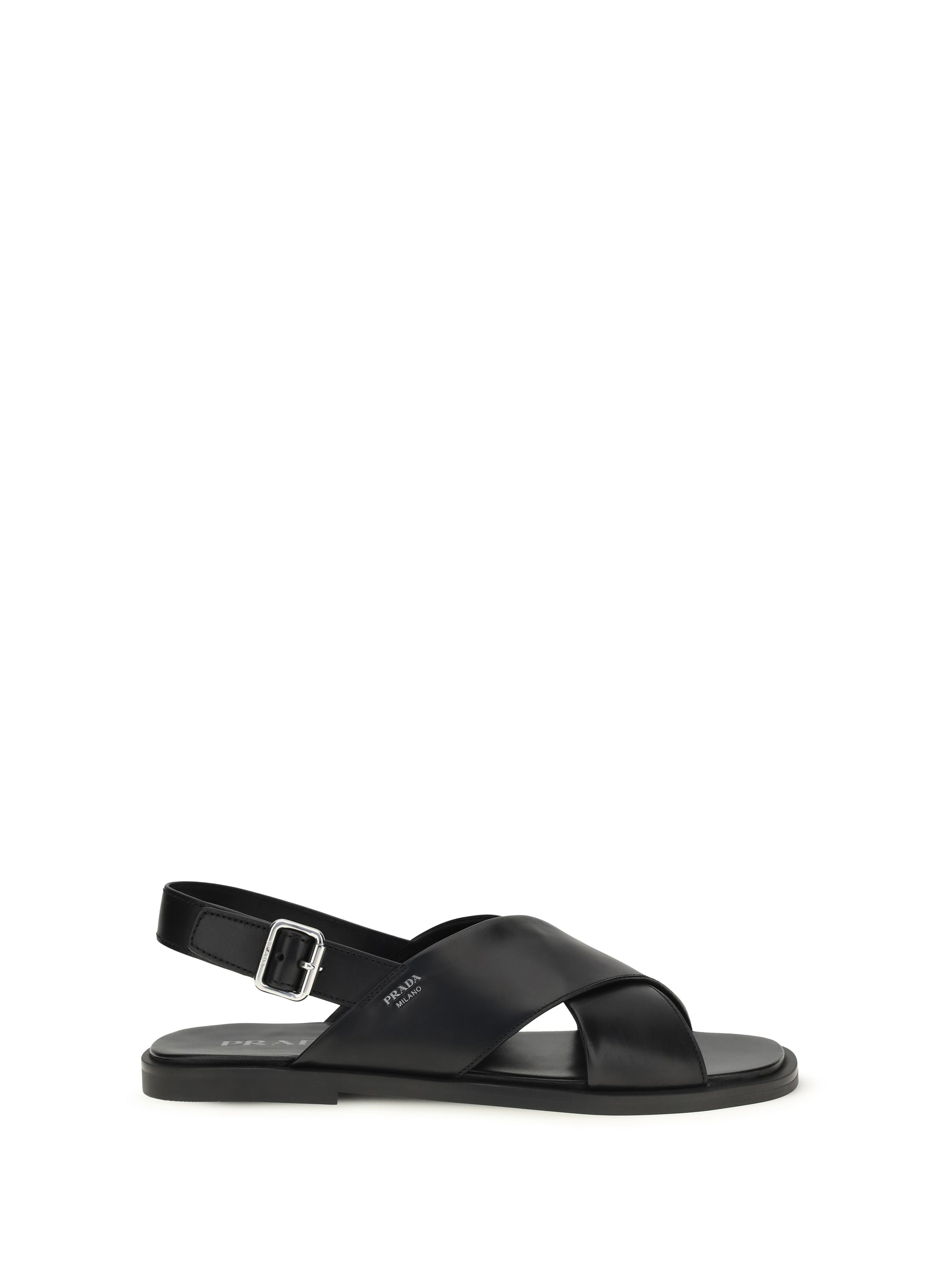Prada Men Saffiano Criss-Cross Sandals PRADA