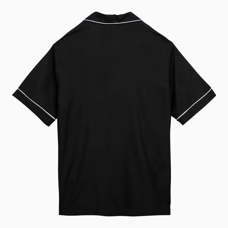 Valentino Black Silk Bowling Shirt Men
