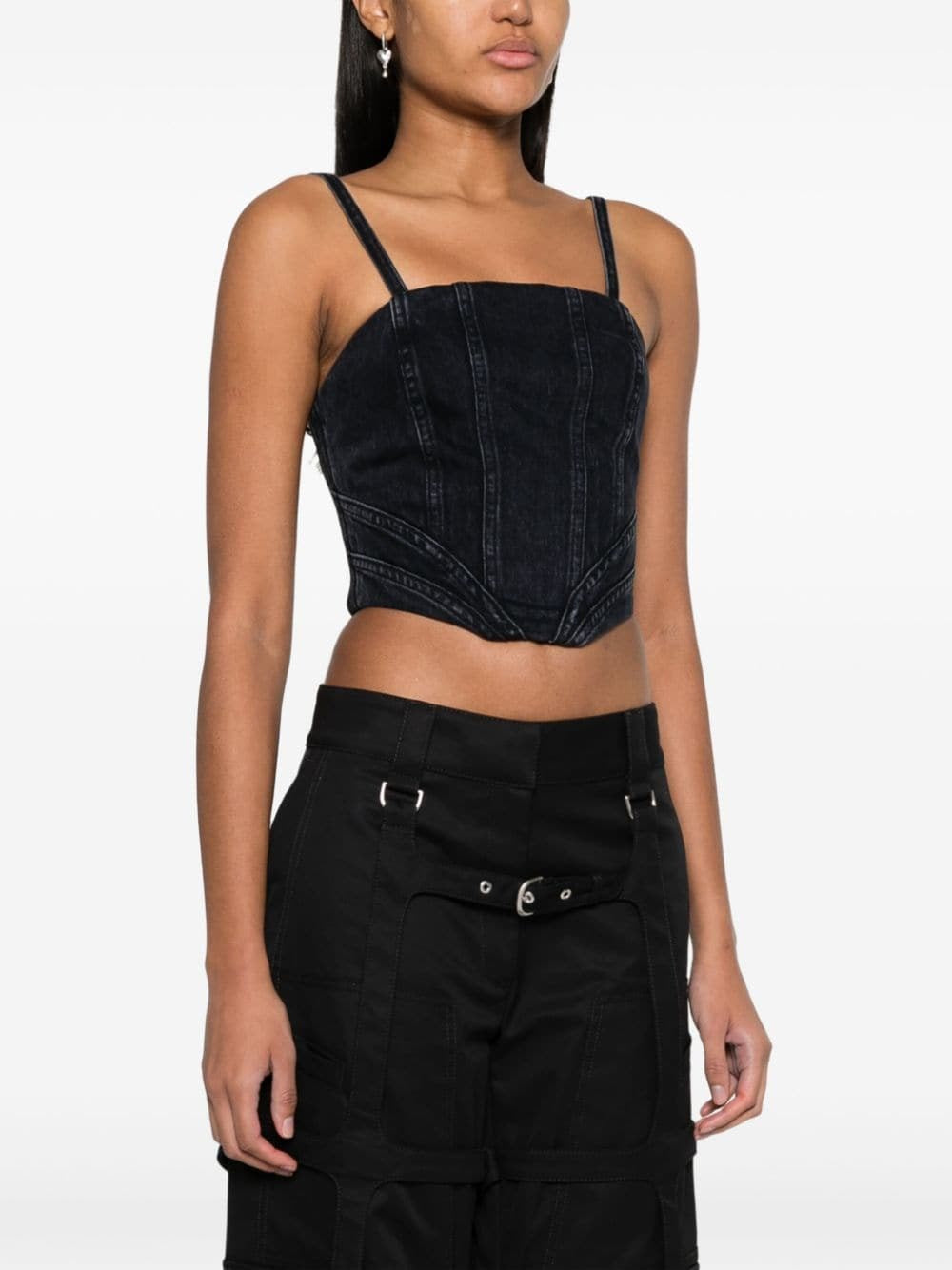 Amiri Women Faded Black Denim Corset AMIRI