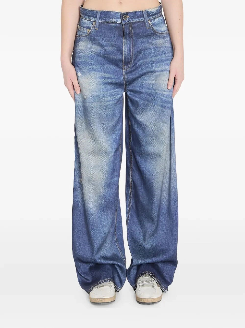 Golden Goose Women `Journey` Boyfriend Denim Pants With Print GOLDEN GOOSE