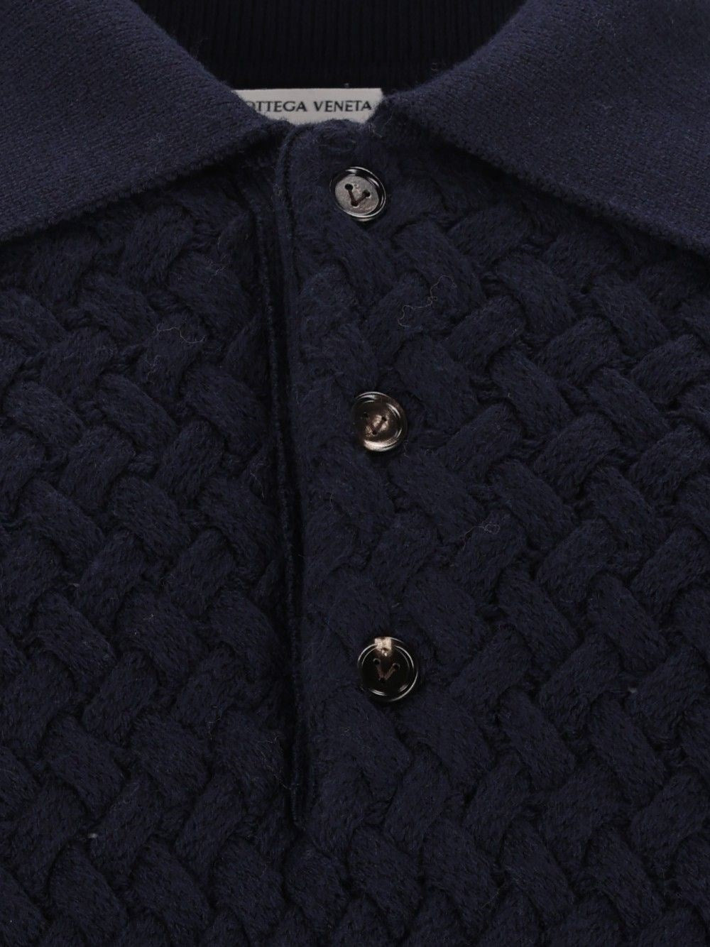 Bottega Veneta Men Woven Wool Polo Shirt BOTTEGA VENETA