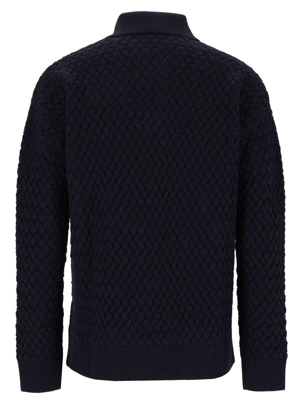 Bottega Veneta Men Woven Wool Polo Shirt BOTTEGA VENETA