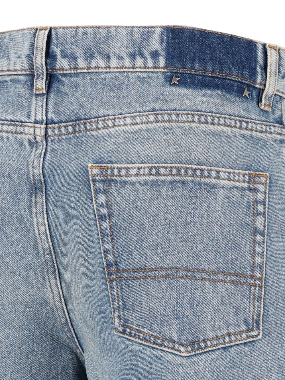 Golden Goose Men Boyfriend Jeans In Stone Washed Light Blue Denim GOLDEN GOOSE