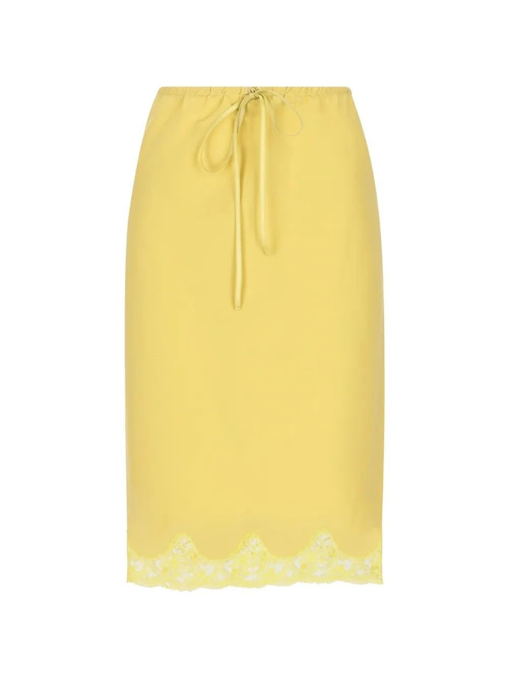 Saint Laurent Women Slip-Style Skirt With Lace In Cotton And Silk SAINT LAURENT