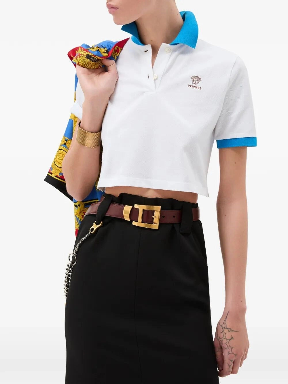 Versace Women Polo Piquet With Logo And Medusa Embroidery VERSACE