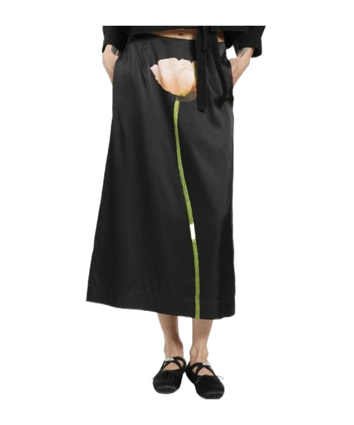 Simone Rocha Women Poppy Motif Pencil Skirt Black SIMONE ROCHA