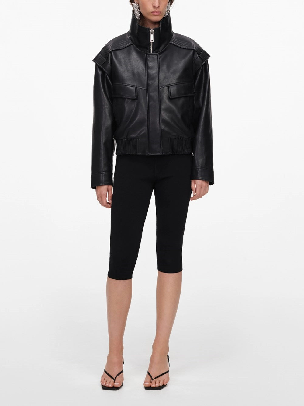 Self-Portrait Women Faux Leather Bomber Jacket SELF-PORTRAIT