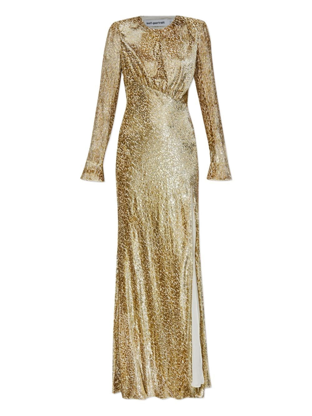 Self-Portrait Women Long Dress In Gold Thread SELF-PORTRAIT