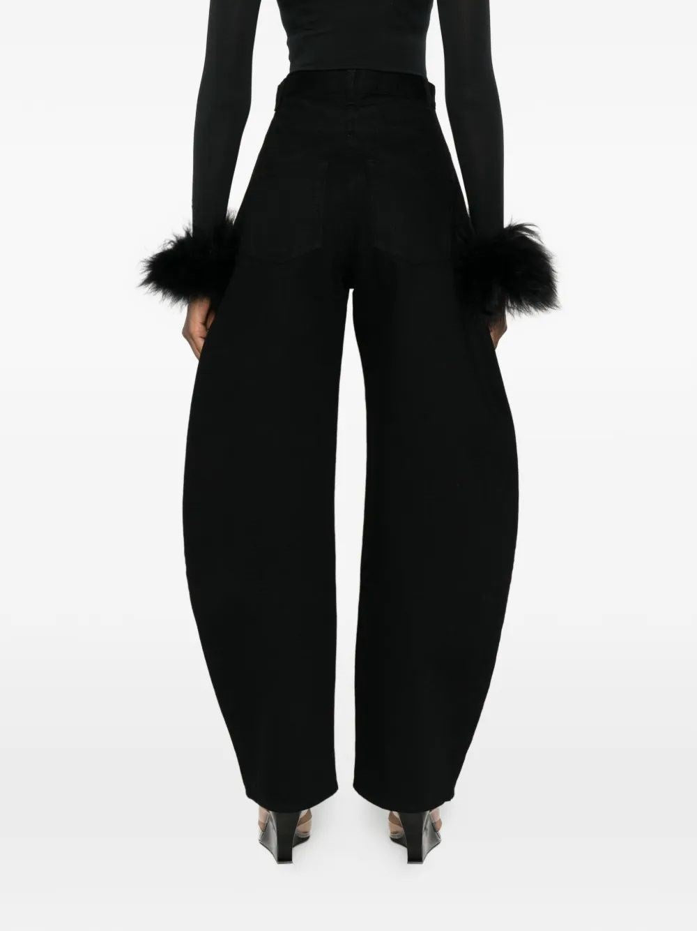 Alaïa Women Black Denim Rounded Jeans ALAIA