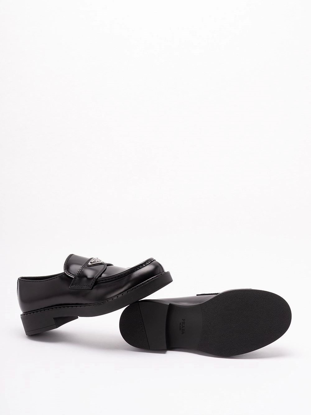 Prada Men Chocolate Brushed Leather Loafers PRADA