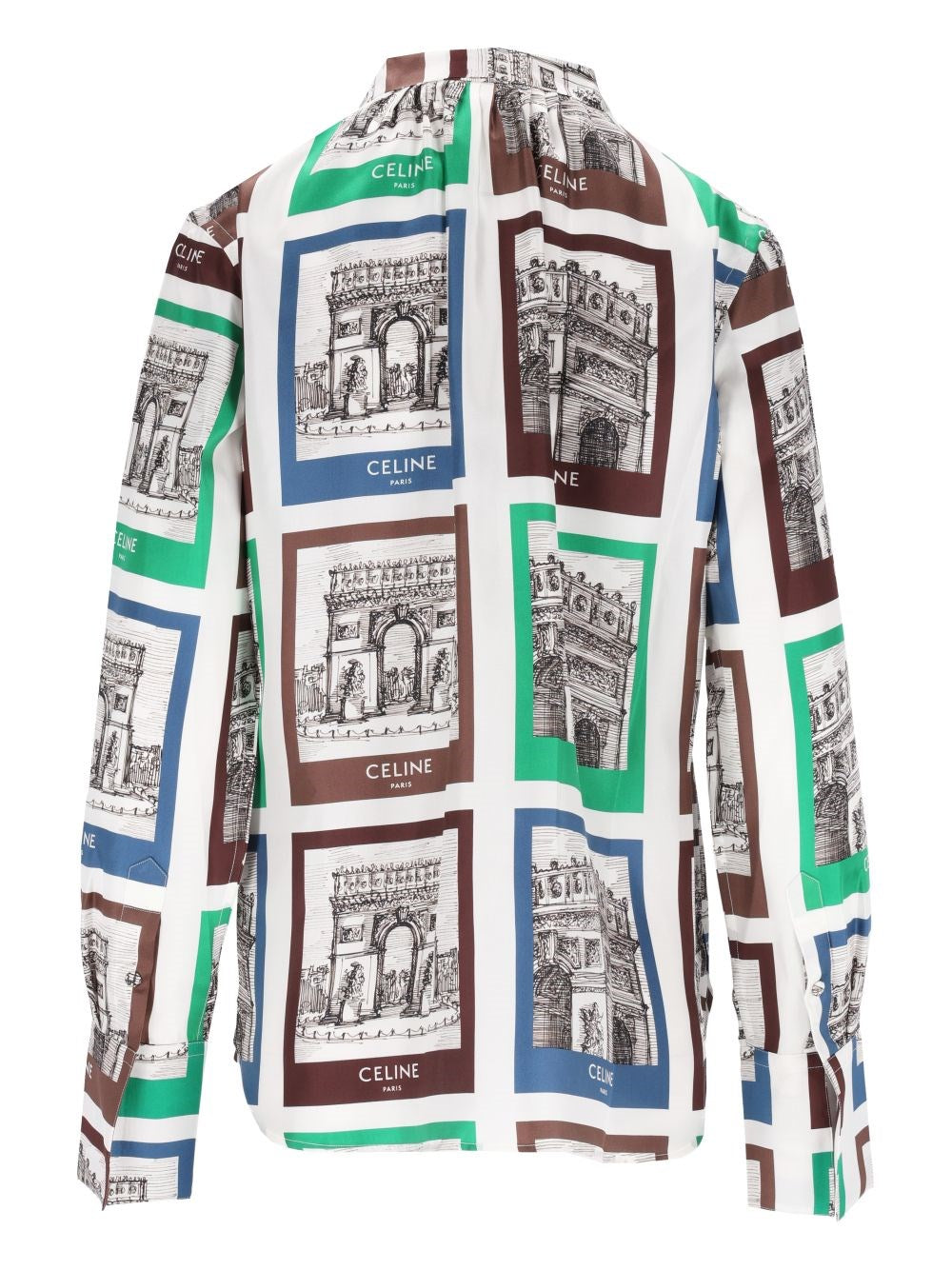 Celine Women Printed Silk Tie-Neck Shirt CELINE