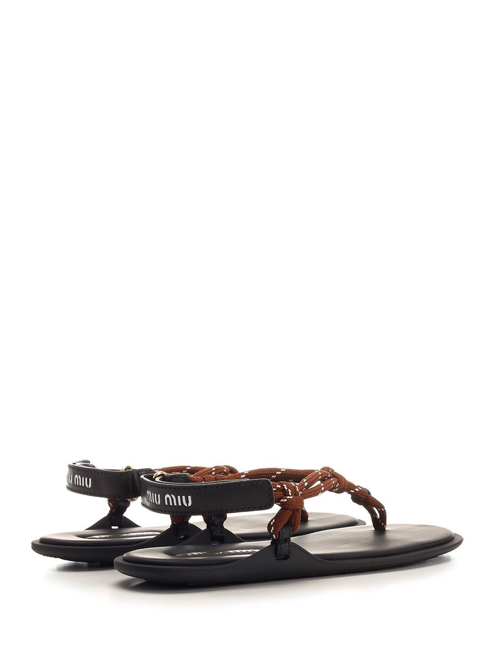 Miu Miu Women "Riviere" Flat Sandal In Rope And Leather MIU MIU
