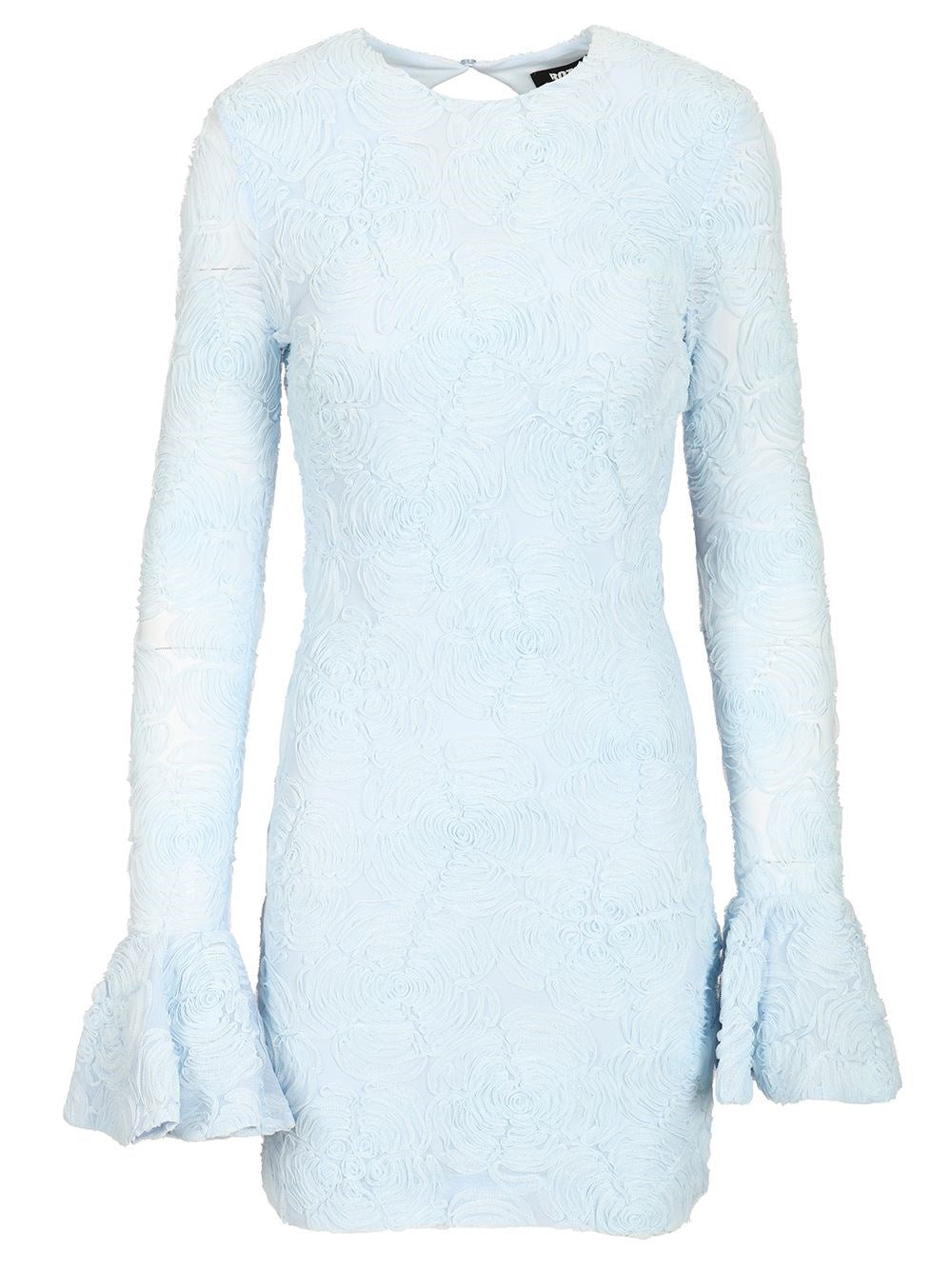 Rotate Women Blue Mesh Mini Dress With Ruffles ROTATE
