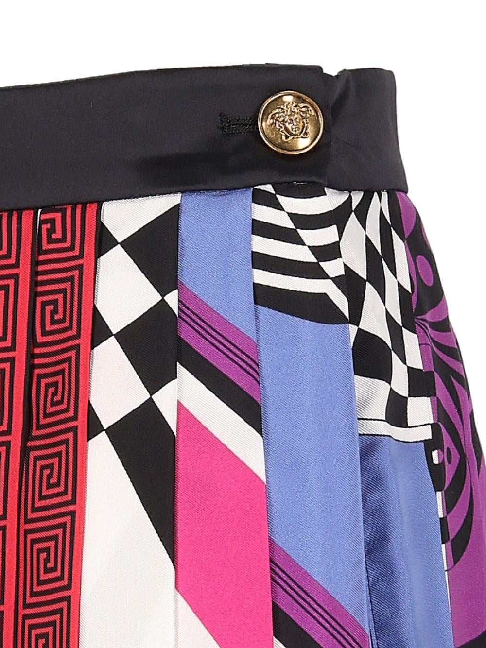 Versace Women Printed Silk Twill Pleated Miniskirt VERSACE