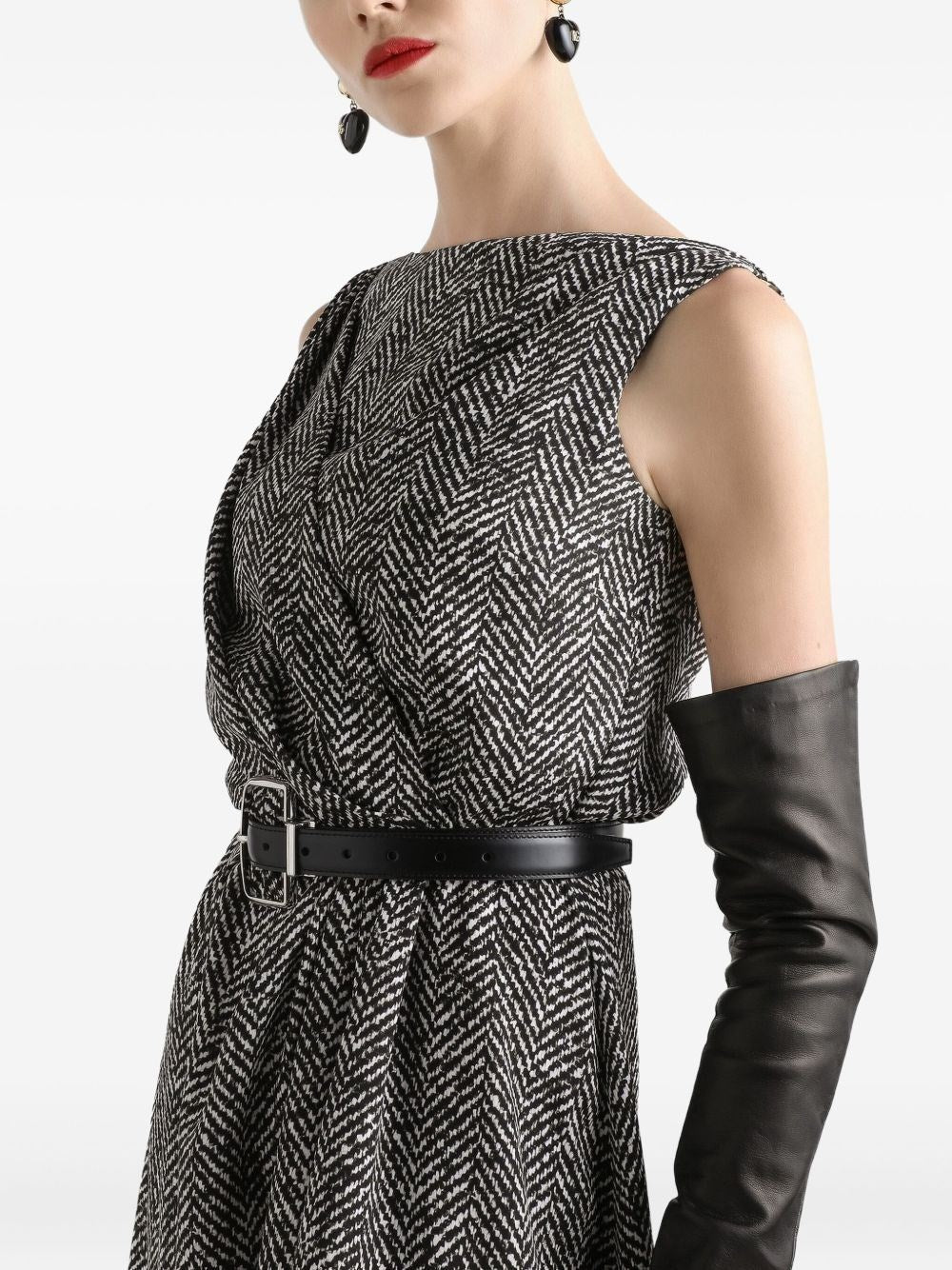 Dolce & Gabbana Women Heavy Crepe Dress With Chevron Print DOLCE & GABBANA