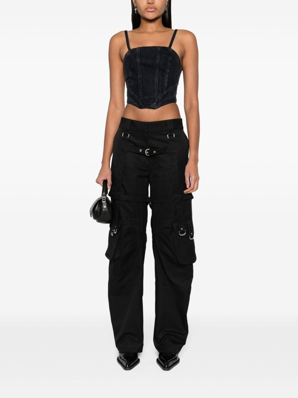Amiri Women Faded Black Denim Corset AMIRI