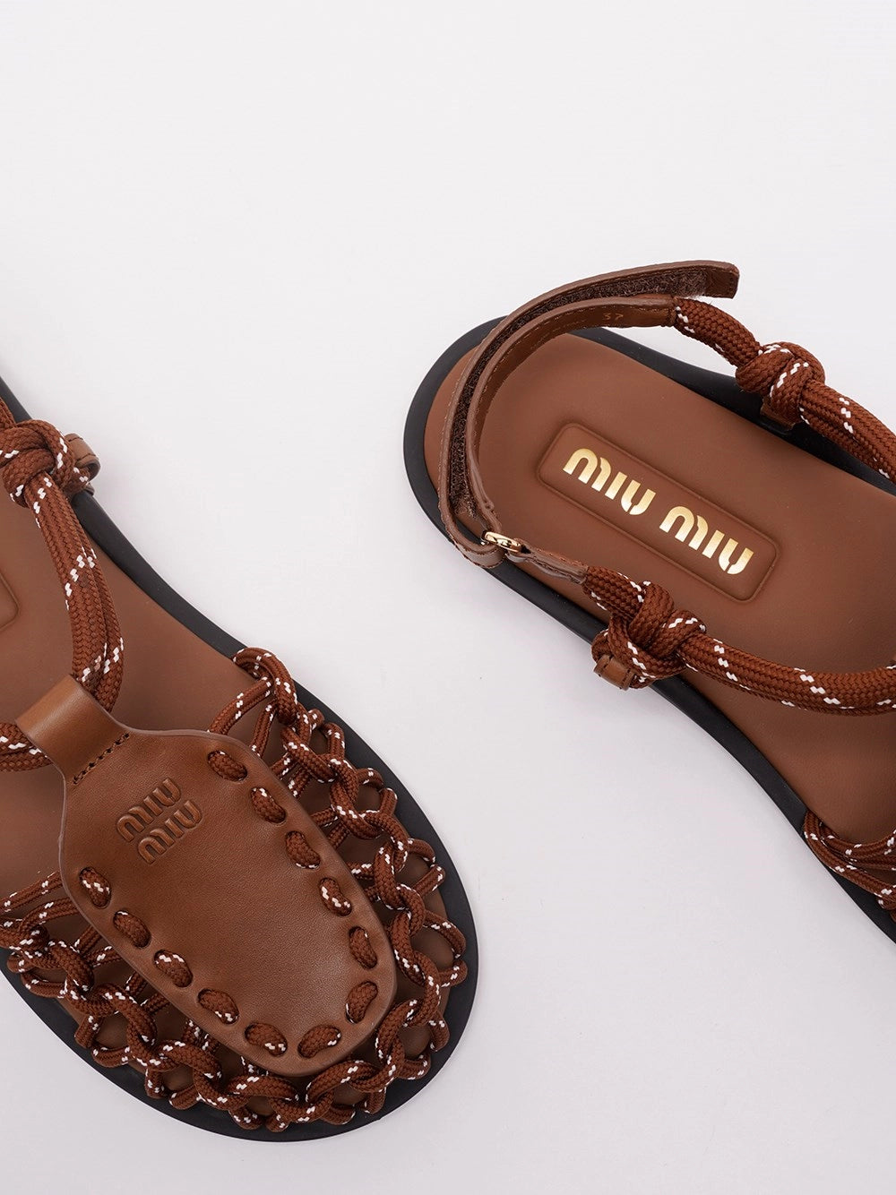 Miu Miu Women Flat Cord And Leather Sandals MIU MIU