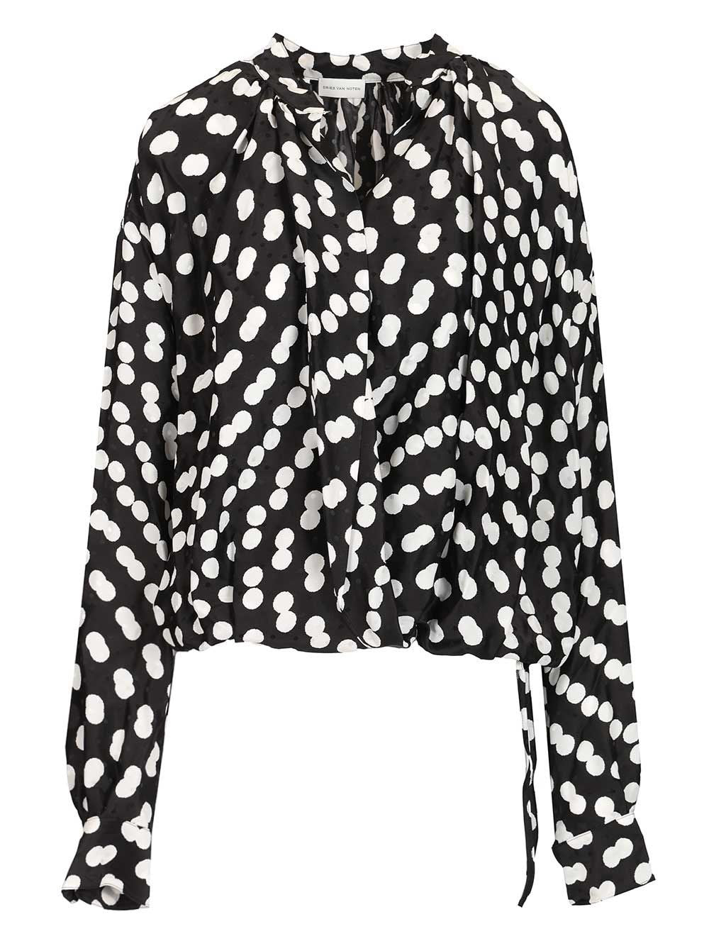 Dries Van Noten Women Polka Dot Jacquard Satin Draped Blouse DRIES VAN NOTEN