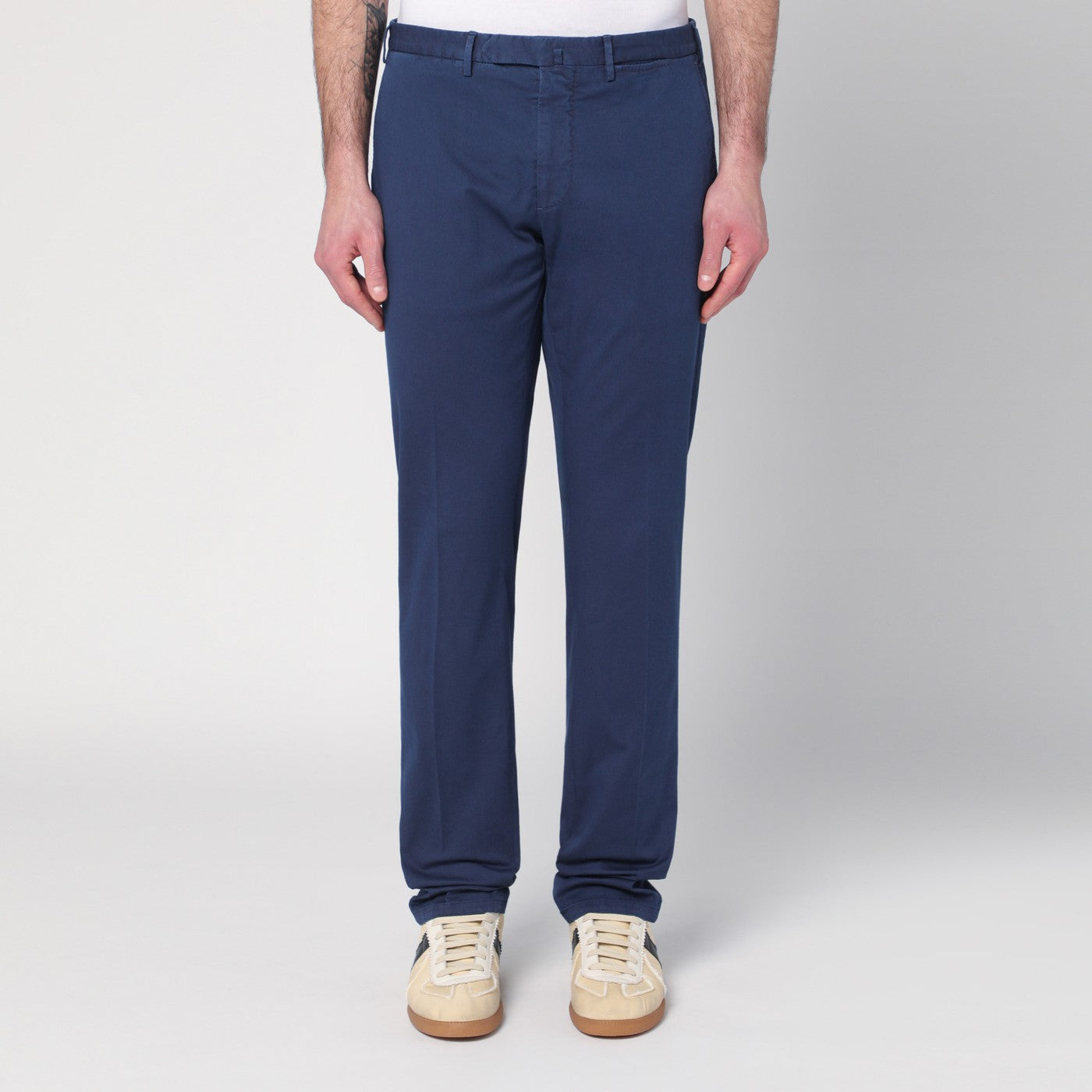 Santaniello Blue Trousers In Cotton Men Santaniello