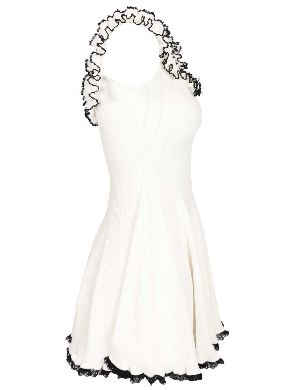 Self-Portrait Women White Contrast Trim Knit Mini Dress SELF-PORTRAIT