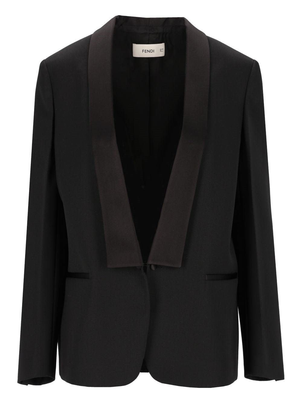 Fendi Women Blazer In Black Grain De Poudre.