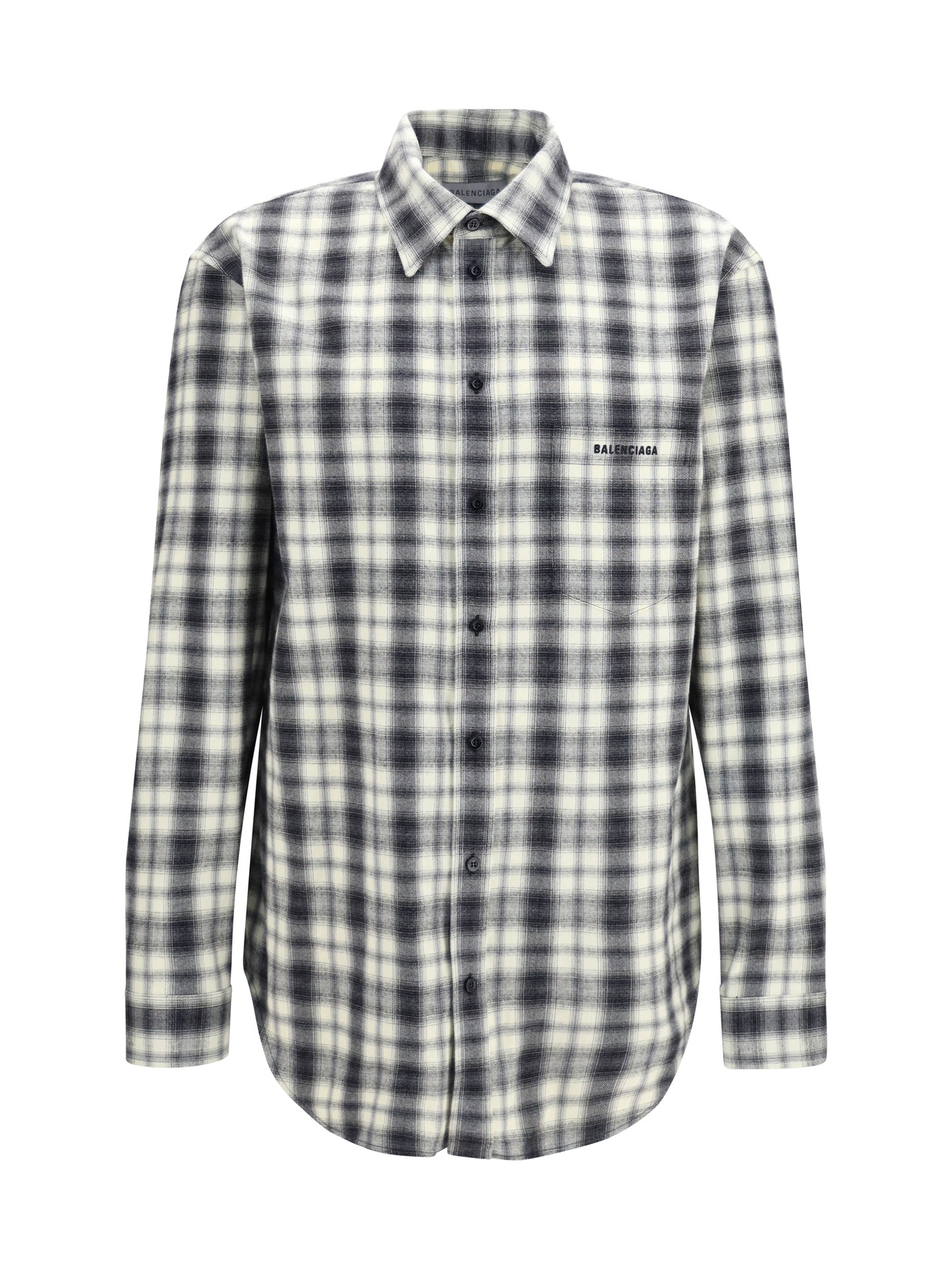 Balenciaga Men Checked Cotton Flannel Shirt BALENCIAGA