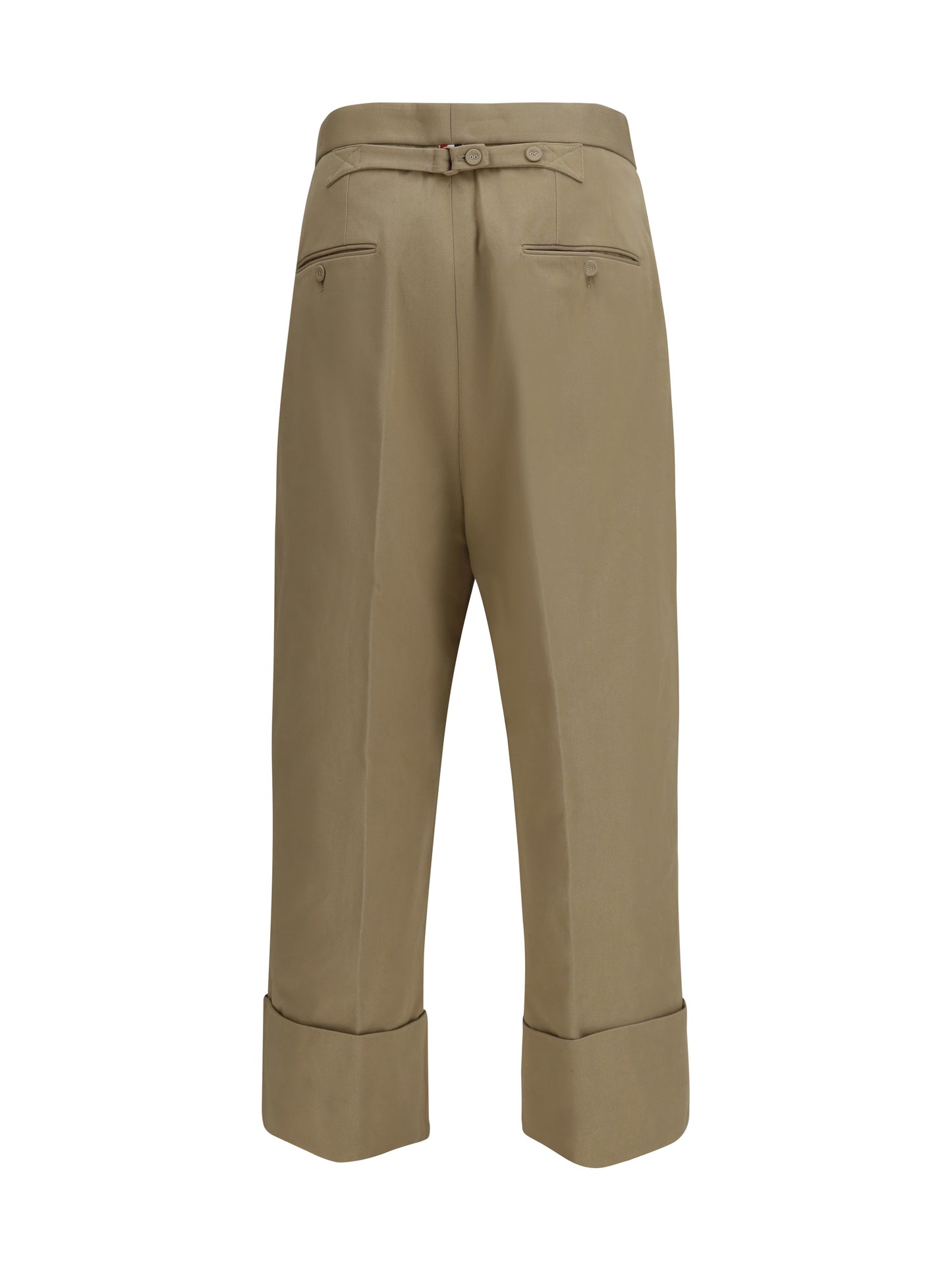 Thom Browne Men Cotton Gabardine Pants With Double Pleats THOM BROWNE