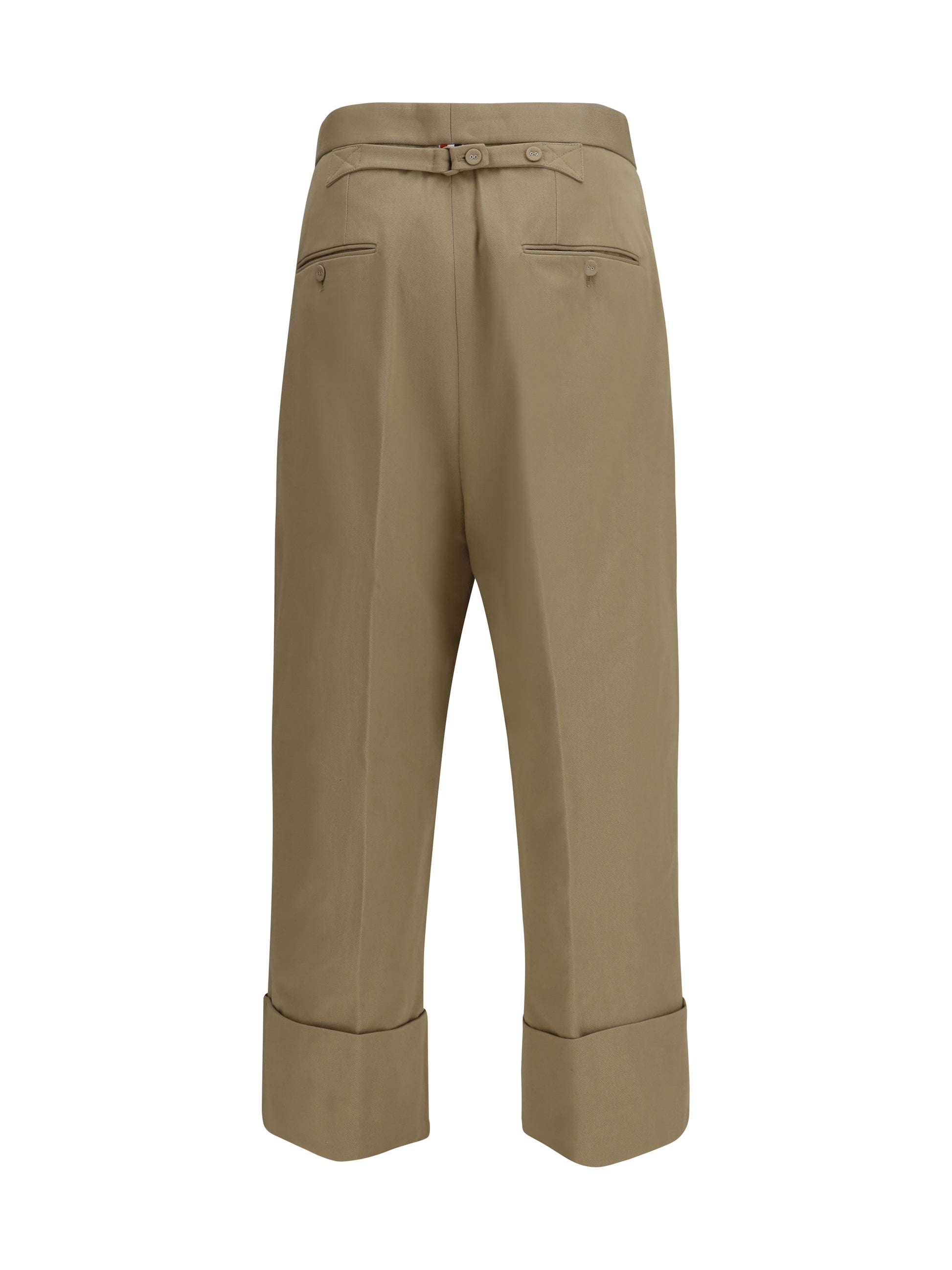 Thom Browne Men Cotton Gabardine Pants With Double Pleats THOM BROWNE