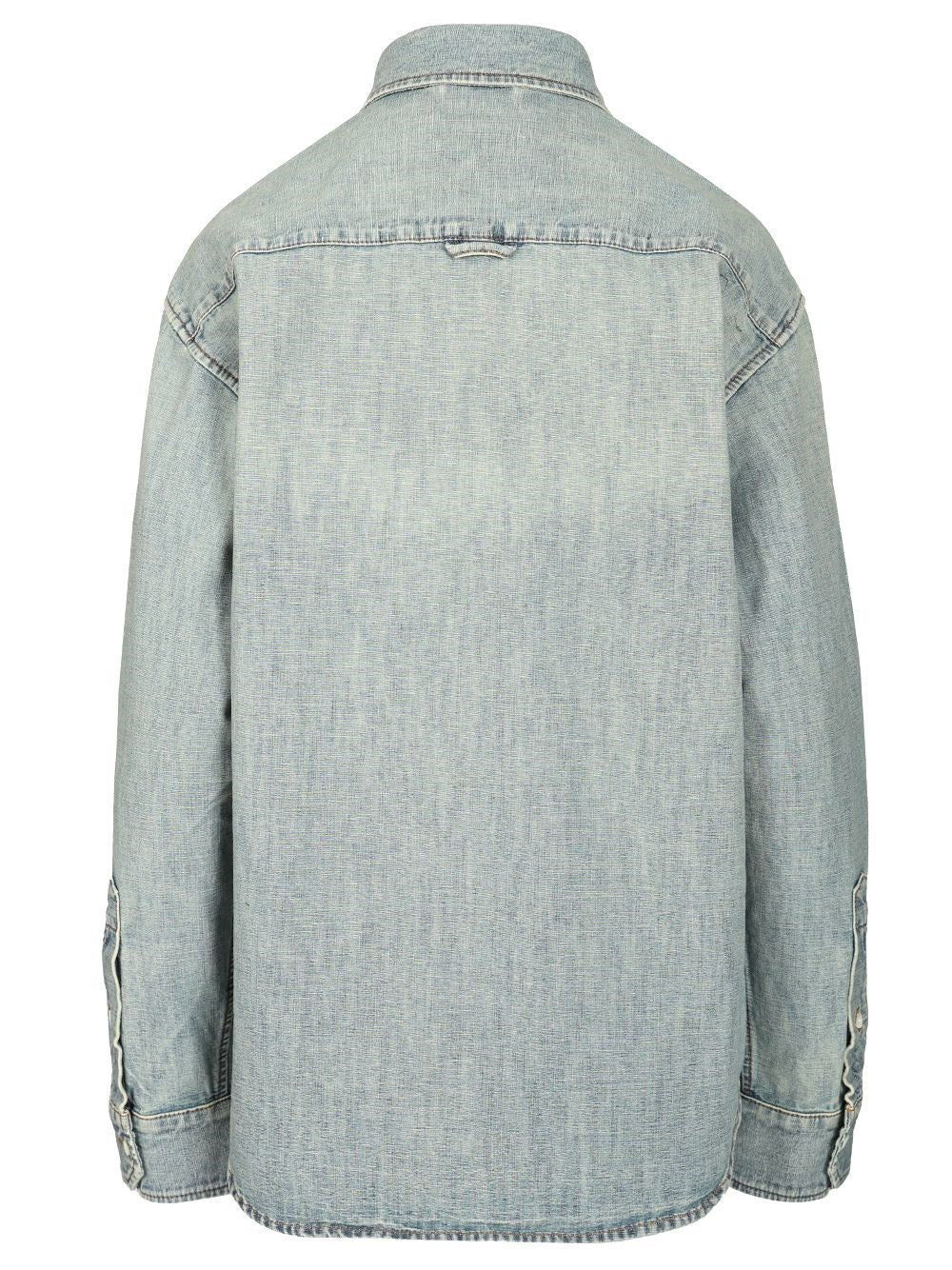 Miu Miu Women Long-Sleeved Chambray Denim Shirt MIU MIU