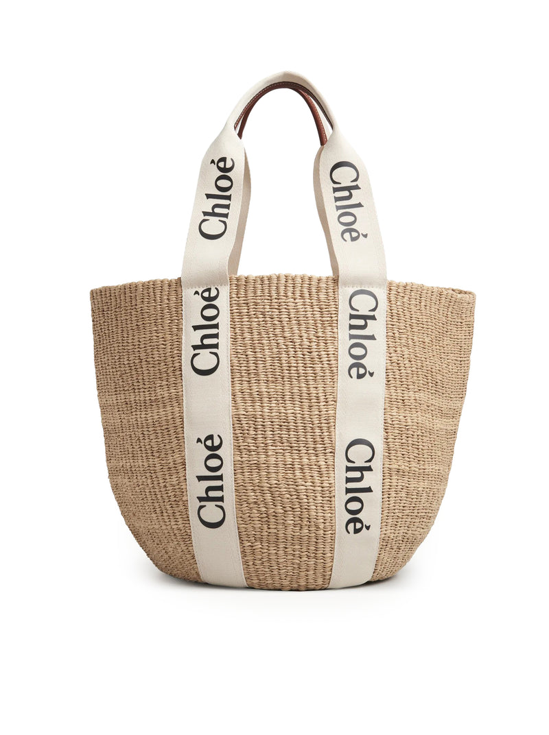 Chloe` Women Woody Large Basket Bag In Natural Fibers CHLOE