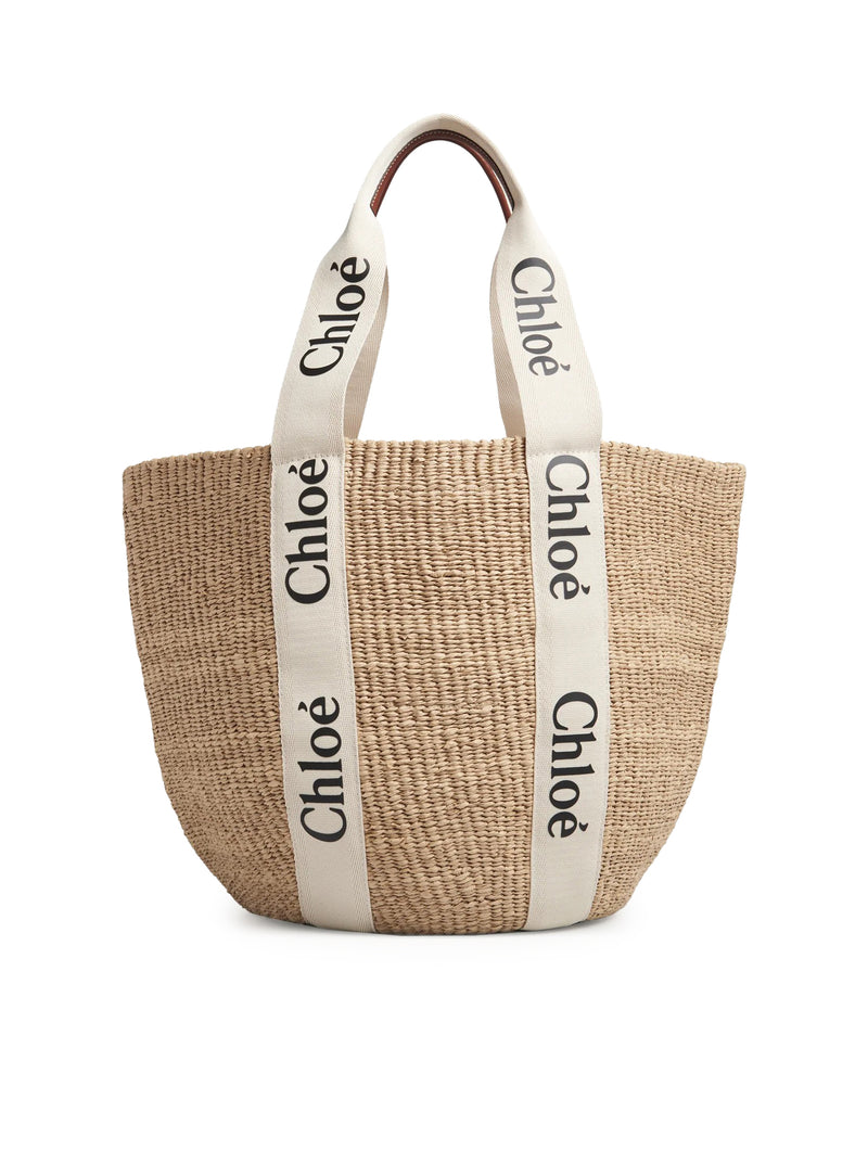 Chloe` Women Woody Large Basket Bag In Natural Fibers CHLOE