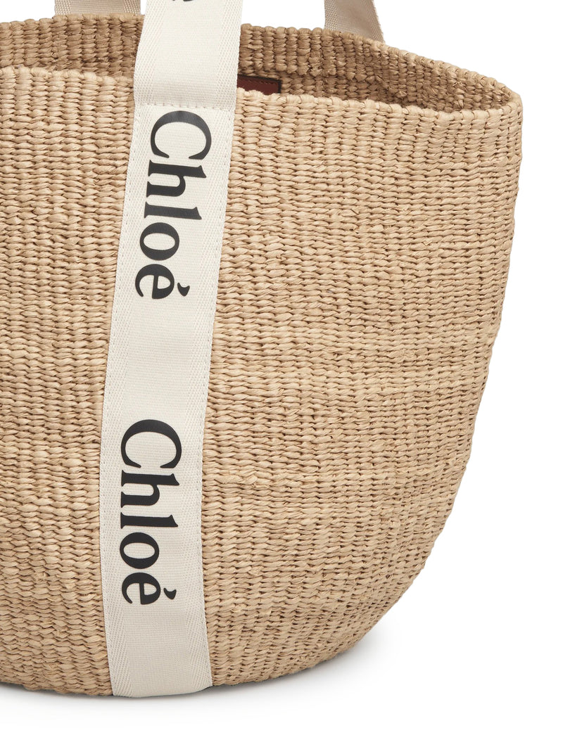 Chloe` Women Woody Large Basket Bag In Natural Fibers CHLOE