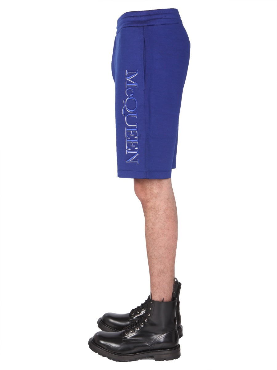 Alexander Mcqueen Men Shorts With Embroidered Logo ALEXANDER MCQUEEN