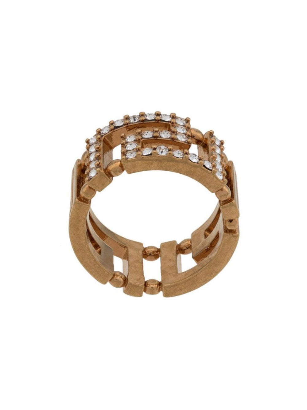 Versace Women Ring With Greek Key And Crystals VERSACE