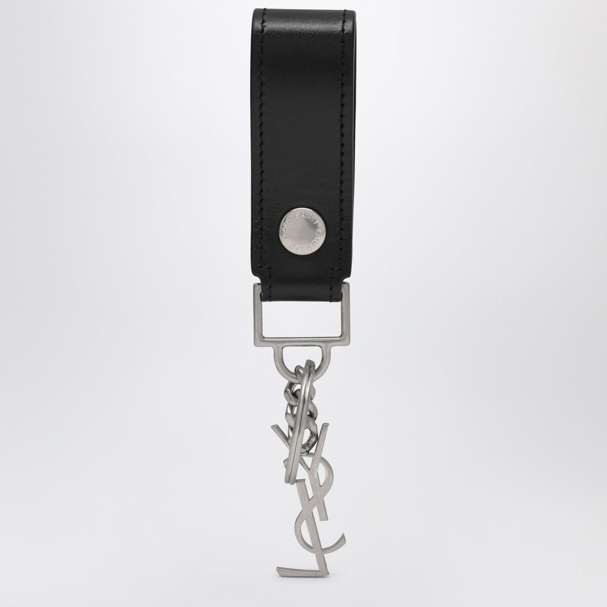 Saint Laurent Cassandre Black Leather Keychain Men SAINT LAURENT