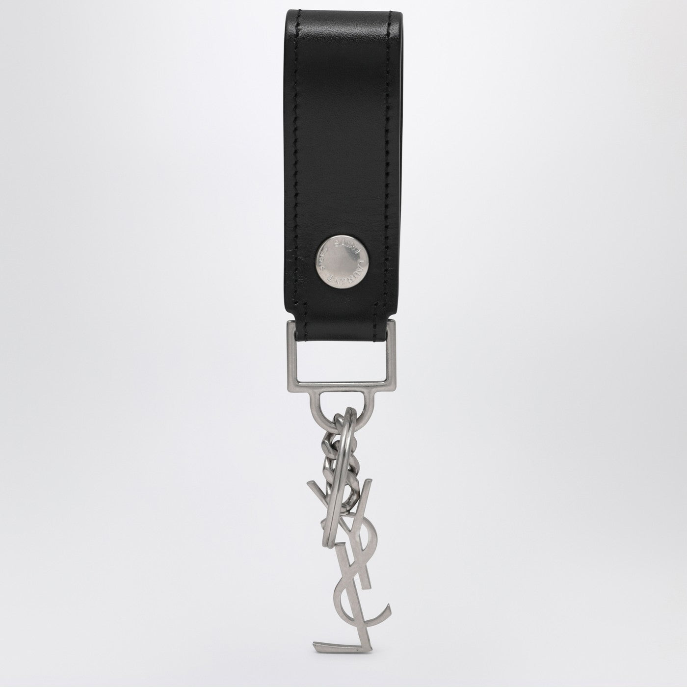Saint Laurent Cassandre Black Leather Keychain Men SAINT LAURENT