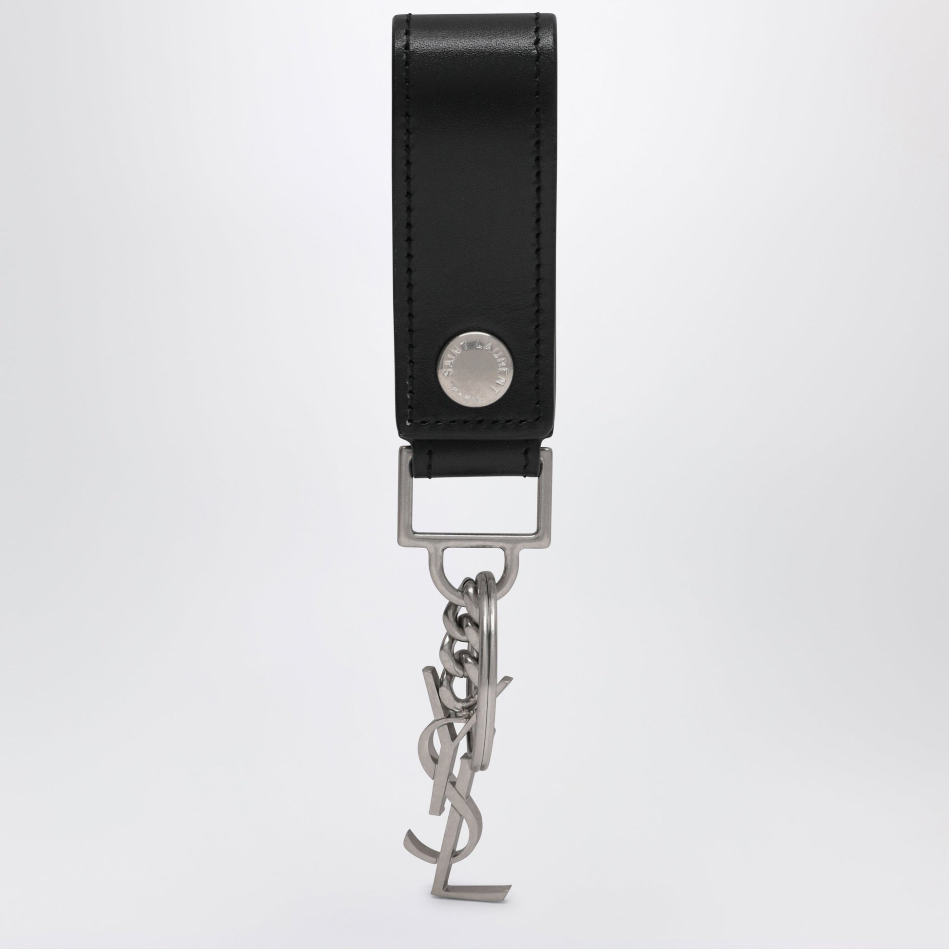 Saint Laurent Black Leather Cassandre Key Ring Men SAINT LAURENT