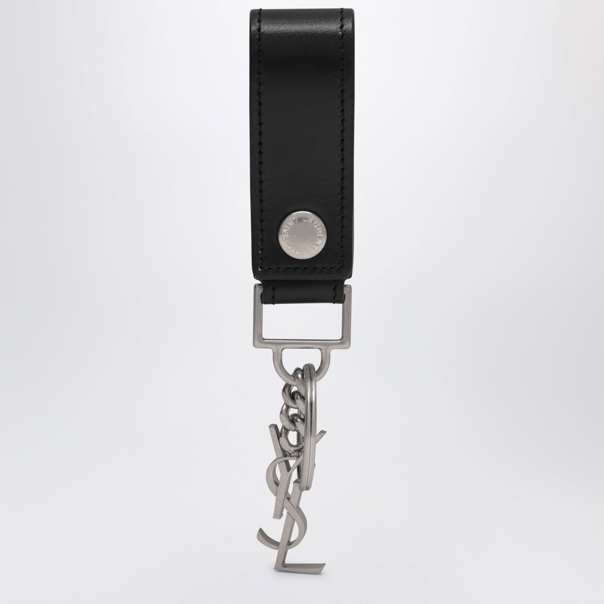 Saint Laurent Black Leather Cassandre Key Ring Men SAINT LAURENT