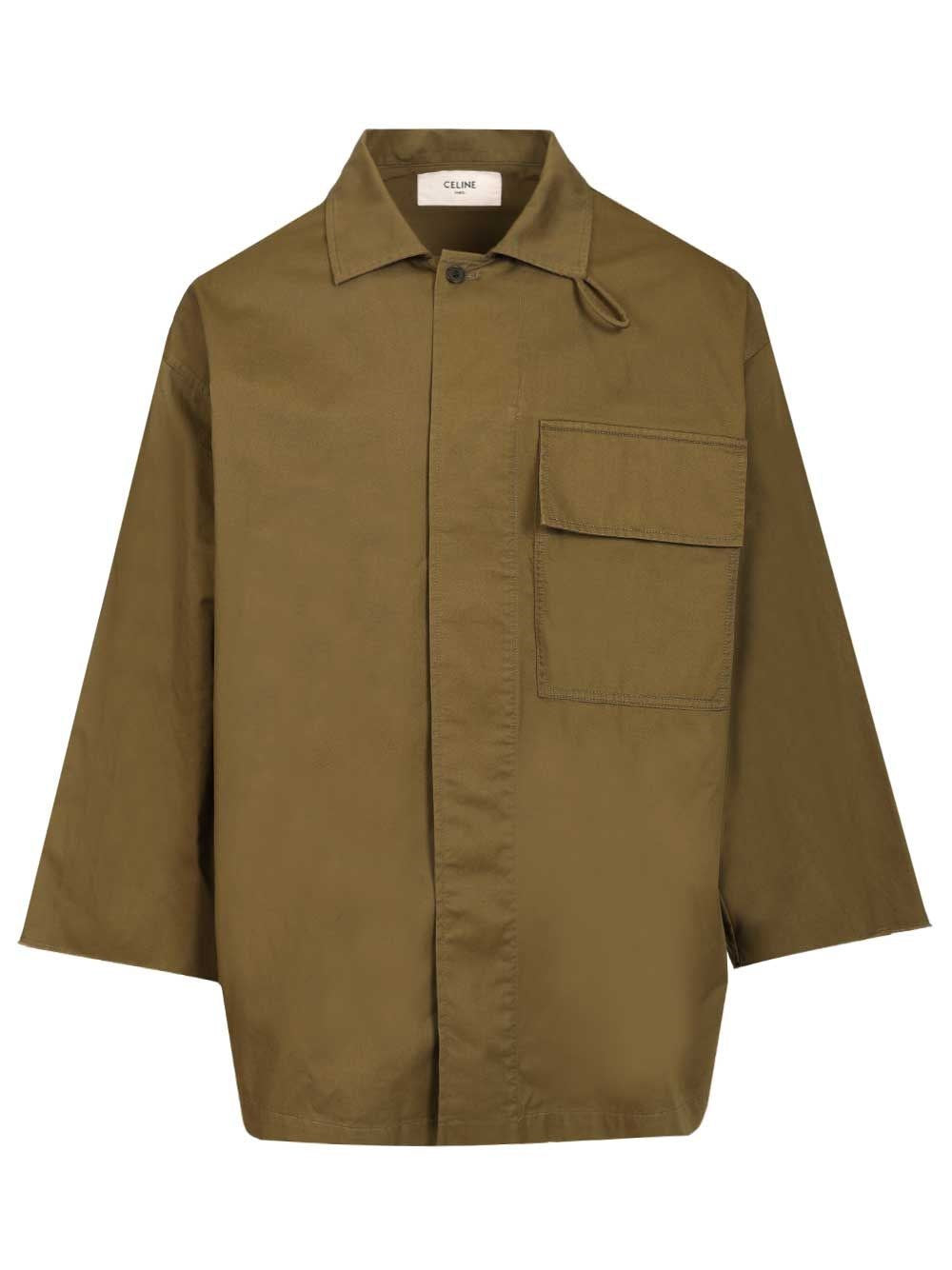 Celine Men Oversized Shirt In Cotton And Linen Twill CELINE