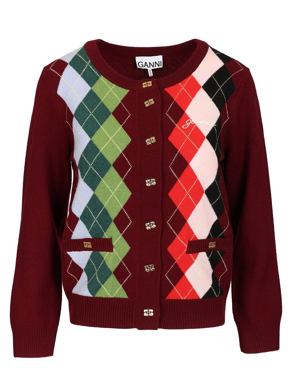 Ganni Women Checked Cardigan GANNI