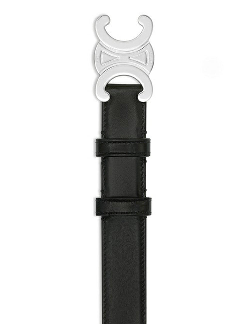 Celine Men Medium Triomphe Belt In Taurillon Schwarz Leather CELINE