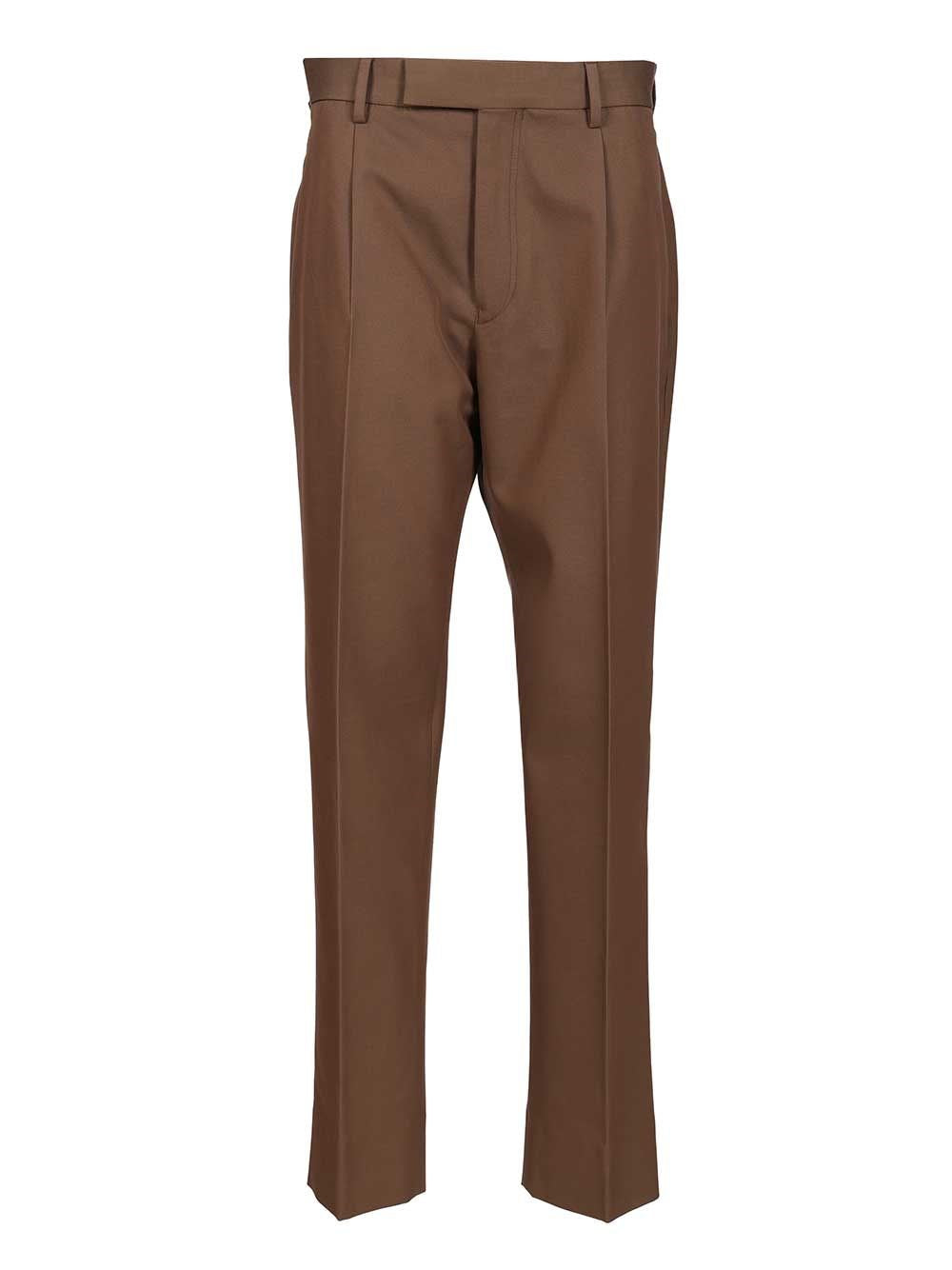 Zegna Men Dark Foliage Cotton And Wool Trousers ZEGNA