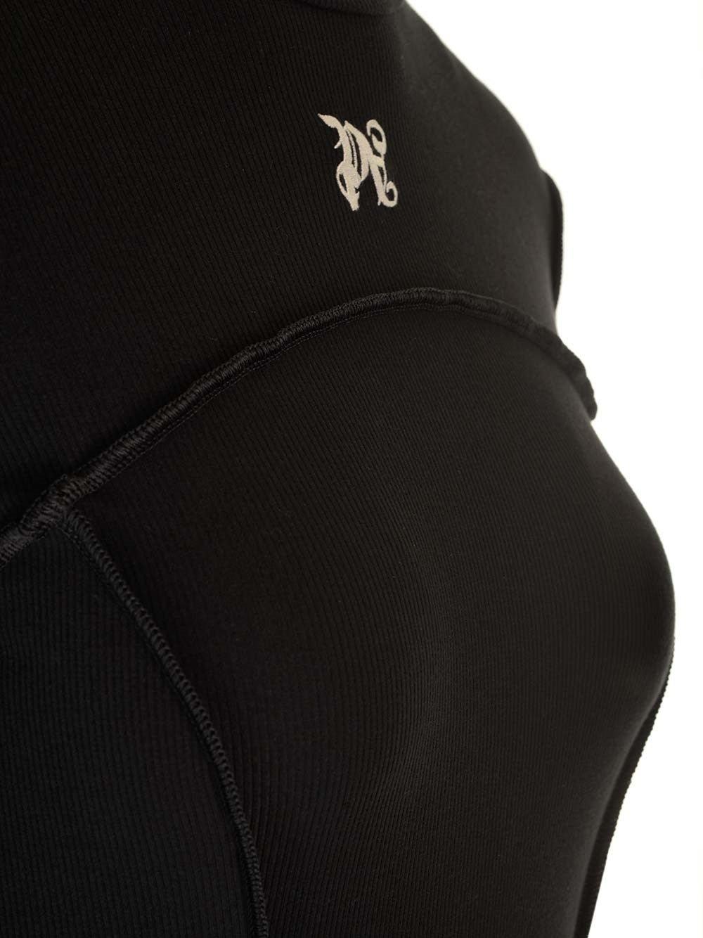 Palm Angels Women Black Mini Dress With Monogram PALM ANGELS