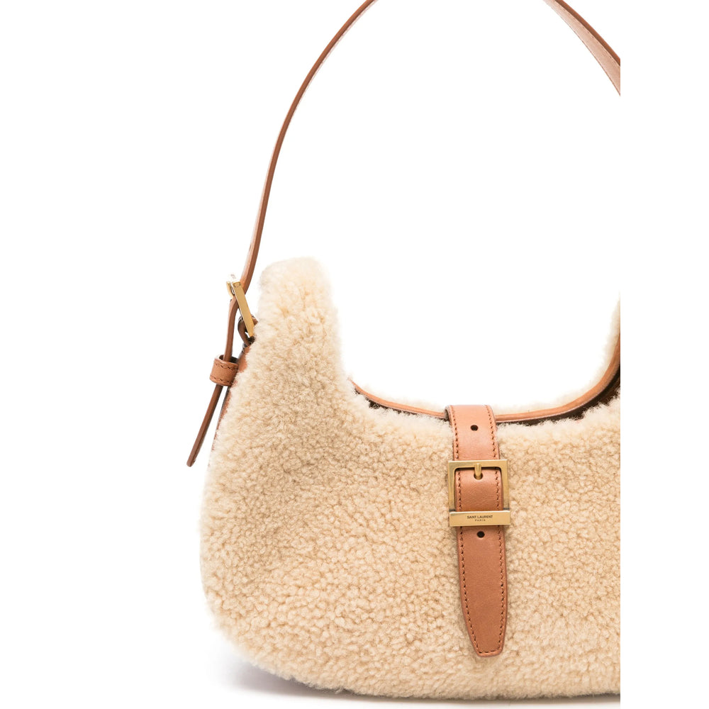 Saint Laurent Women Fermoir Shearling Hobo Bag SAINT LAURENT
