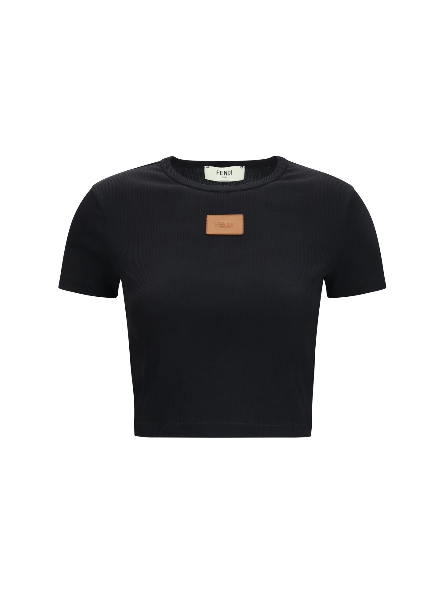 Fendi Women Cropped Ribbed Cotton T-Shirt FENDI